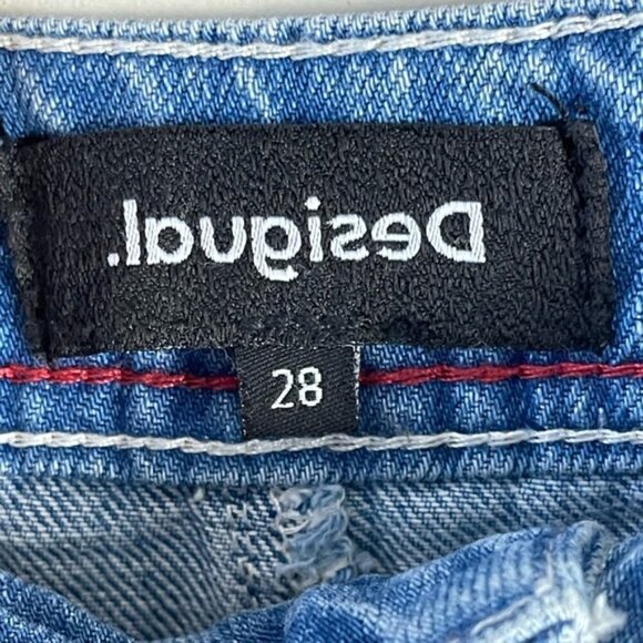 Desigual patchwork boho raw hem jean mini skirt size 28 - Picture 12 of 14